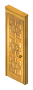 pine door with carved rosettes